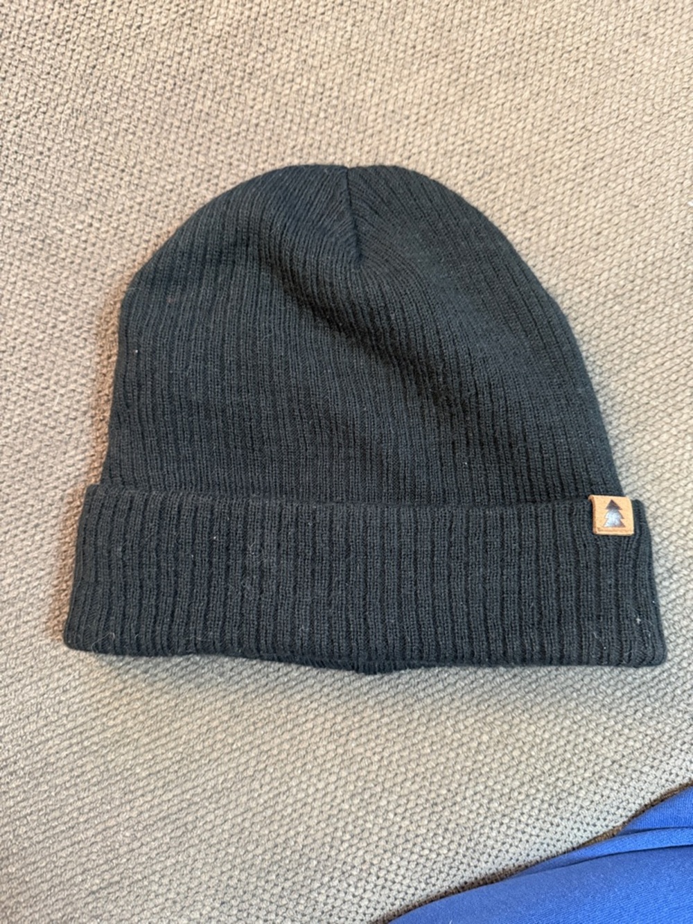 George Black Ribbed Knit Beanie Hat